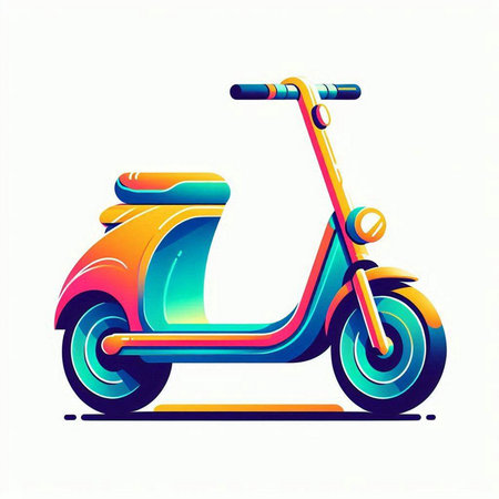 Colorful scooter icon on a white background. Vector illustration.のイラスト素材
