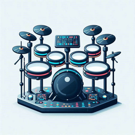 Drum set. Vector illustration. Flat design. Music concept.