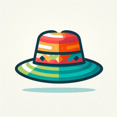 Colorful summer hat on a white background. Vector illustration in flat style.のイラスト素材