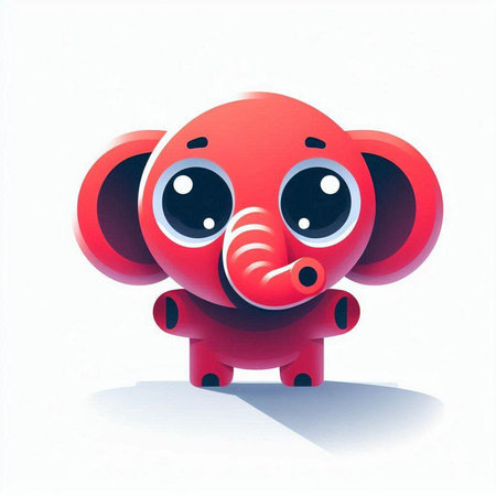 Illustration of a cute cartoon elephant on a white background with shadowのイラスト素材