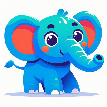 Cute cartoon elephant. Vector illustration isolated on a white background.のイラスト素材