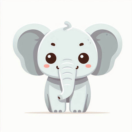 Cute cartoon elephant. Vector illustration isolated on a white background.のイラスト素材