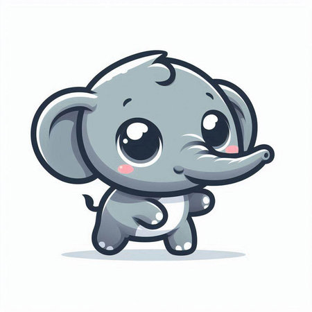 Cute cartoon baby elephant on white background. Vector illustration for children.のイラスト素材