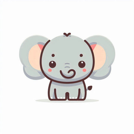 Cute cartoon elephant. Vector illustration isolated on a white background.のイラスト素材
