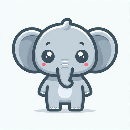 Cute cartoon elephant on white background. Animal character. Vector illustration.のイラスト素材