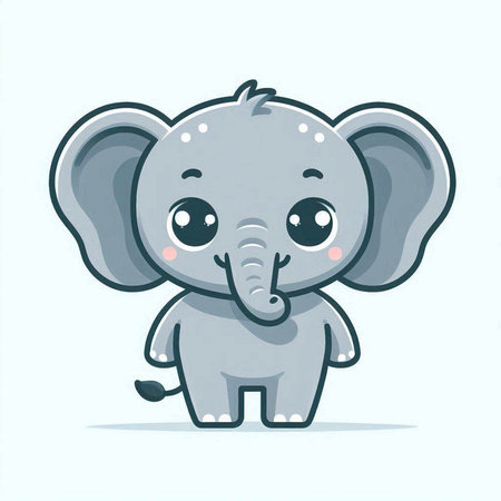 Cute elephant cartoon mascot character vector design. Animal cute mascot design.のイラスト素材