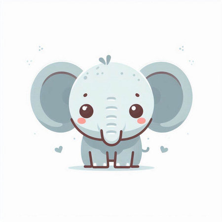 Cute cartoon elephant vector illustration. Cute little elephant character.のイラスト素材