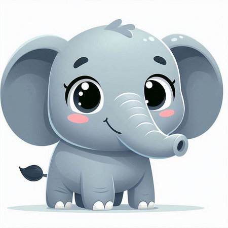 Cute elephant vector illustration. Cute little elephant cartoon character.のイラスト素材