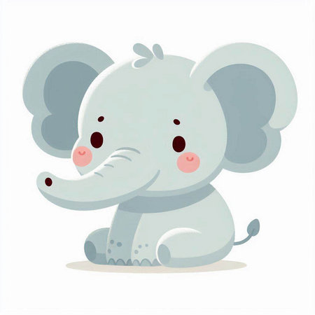 Cute cartoon elephant. Vector illustration of a cute baby elephant.のイラスト素材