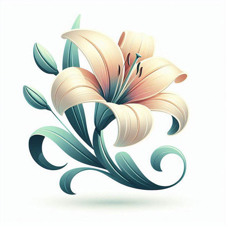 Flower lily on a white background. Design element. Vector illustration.のイラスト素材