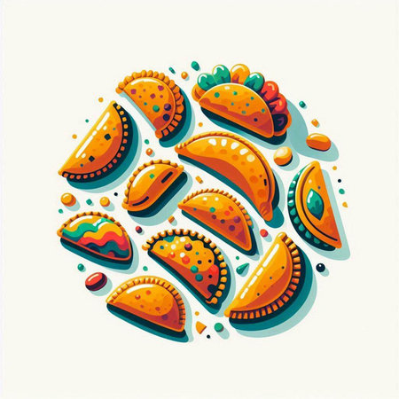 vector illustration of traditional turkish emirates pie with dumplings