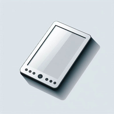 Tablet computer with shadow on the gray background. Vector illustration.のイラスト素材