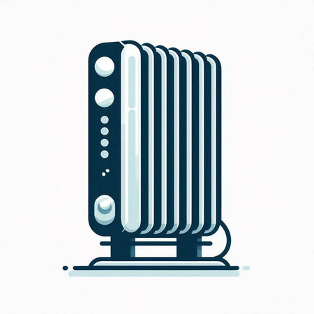 Vector illustration of an electric heater on a white background, isolated.のイラスト素材