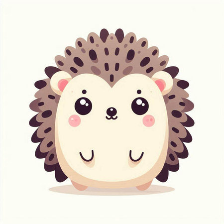 Cute hedgehog. Vector illustration in a flat style on a white background.のイラスト素材
