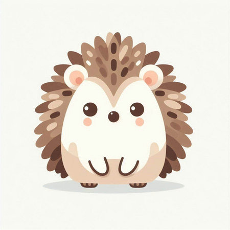 Cute cartoon hedgehog on a white background. Vector illustration.のイラスト素材