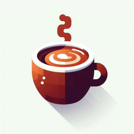 Coffee cup with latte art. Vector illustration. Eps 10のイラスト素材