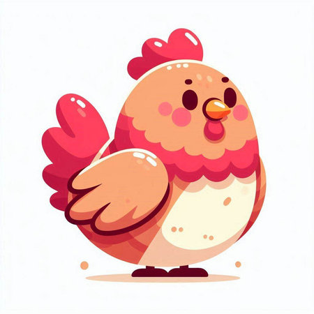 Cute cartoon chicken isolated on a white background. Vector illustration.のイラスト素材
