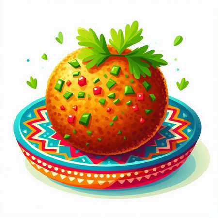 Strawberry in a colorful plate on a white background. Vector illustration.のイラスト素材