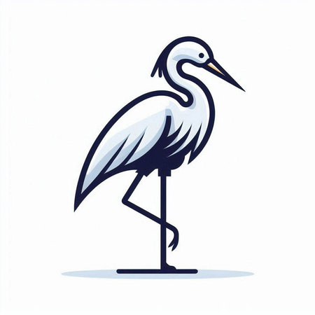 Vector image of a stork on a white background. Hand drawn illustrationのイラスト素材