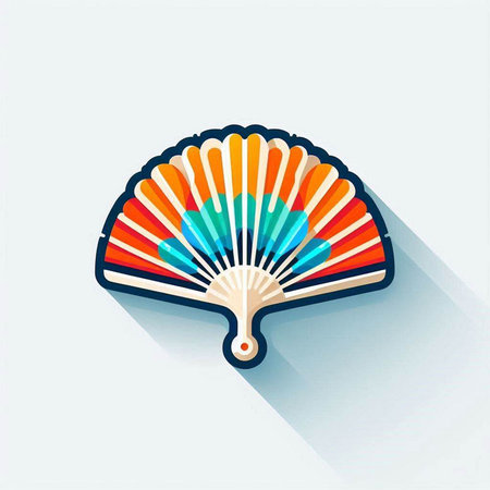 Colorful hand fan icon, vector illustration. Flat design style.のイラスト素材