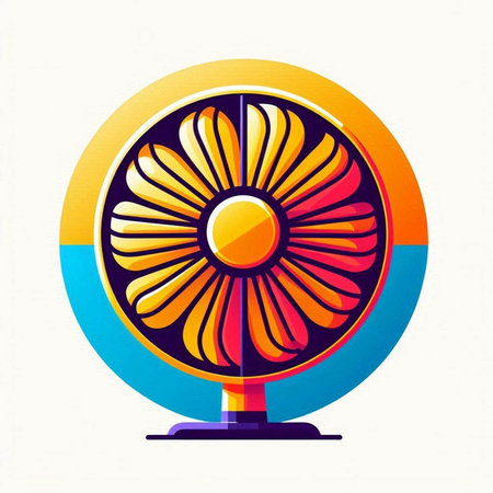 Vintage electric fan isolated on a white background. Vector illustration.のイラスト素材