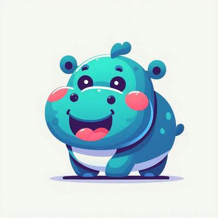 Cute cartoon hippopotamus. Vector illustration in flat style.のイラスト素材