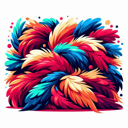 Colorful feathers in cartoon style on white background. Vector illustration.のイラスト素材