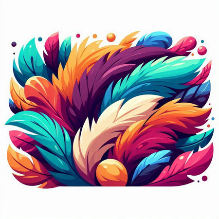 Colorful feathers on a white background. Vector illustration for your designのイラスト素材