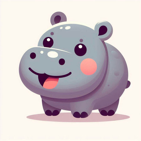 Cute cartoon hippo. Vector illustration of a funny animal.のイラスト素材
