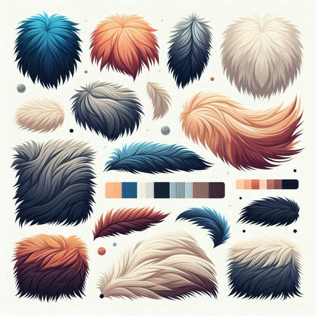 Vector illustration of a colorful fluffy fur on a white background in retro styleのイラスト素材