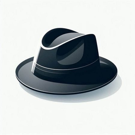Illustration of a black hat on a white background with shadow.のイラスト素材