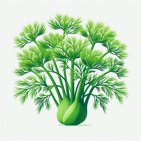 Fennel plant isolated on white background. Vector illustration. Eps 10.のイラスト素材