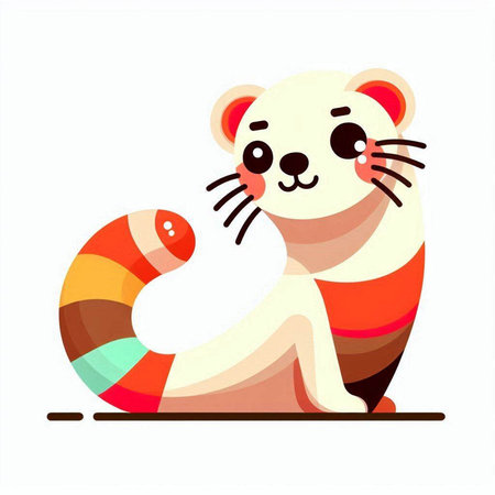 Cute cartoon polar bear with worm. Vector illustration isolated on white background.のイラスト素材