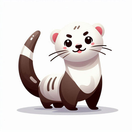 Cute cartoon ferret isolated on white background. Vector illustration.のイラスト素材