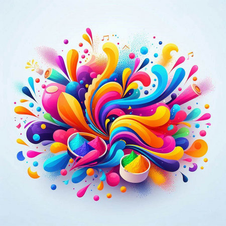 Colorful holi background with paint splashes. Vector illustration.のイラスト素材