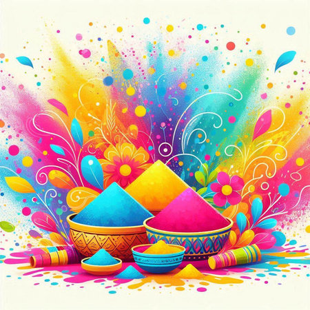 Colorful holi background with colorful holi powder. Vector illustration.のイラスト素材