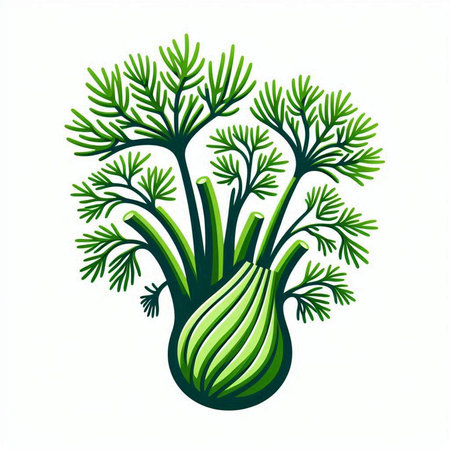 Illustration of fresh dill on white background. Vector illustration.のイラスト素材