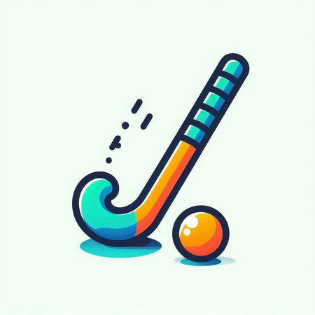 Hockey stick and ball icon. Vector illustration in cartoon style.のイラスト素材