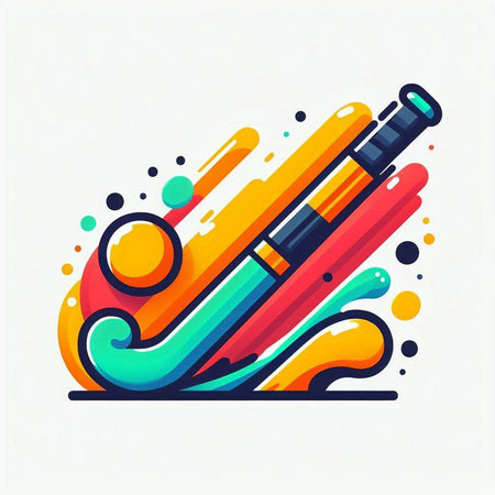 Flat line icon of a smoking pipe. Vector colorful illustration.のイラスト素材