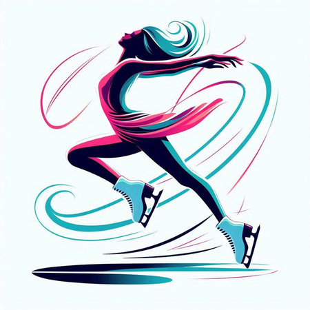 Figure skating. Figure skater in motion. Vector illustration for your designのイラスト素材