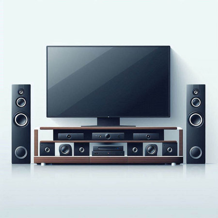 TV and speakers on a white background. Vector illustration. Eps 10.のイラスト素材