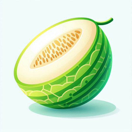 Illustration of a fresh melon on a white background. Vector illustration.のイラスト素材
