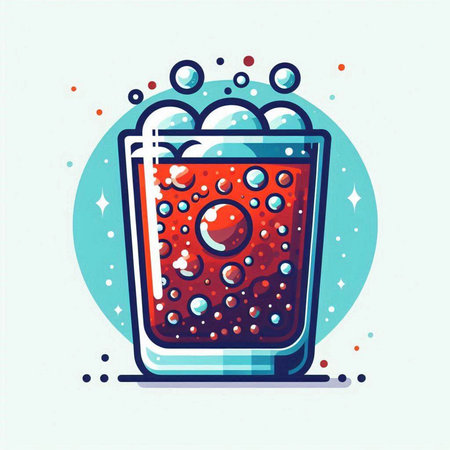 Cocktail in a glass with foam and bubbles. Vector illustration.のイラスト素材