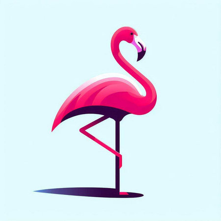 Pink flamingo on a blue background. Vector illustration for your designのイラスト素材