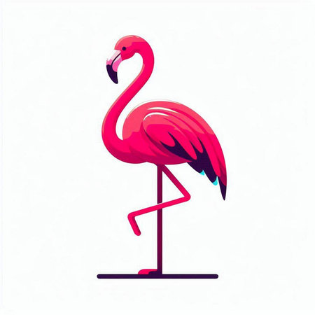 Pink flamingo on a white background. Vector illustration in flat style.のイラスト素材