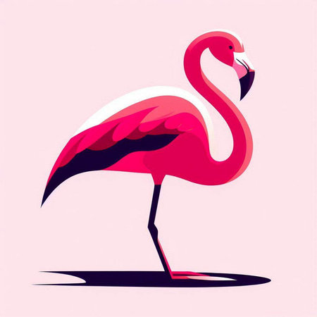 Pink flamingo on a light background. Vector illustration in flat style.のイラスト素材