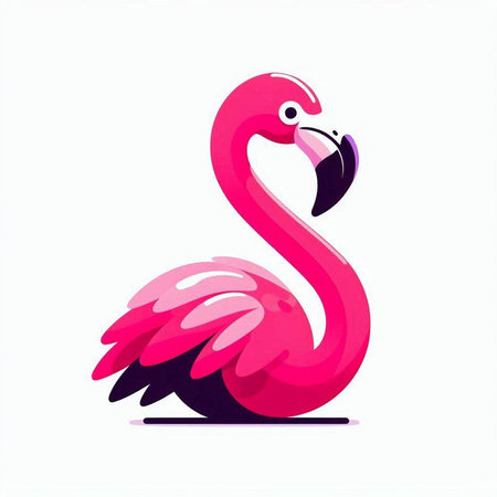 Pink flamingo on a pink background. Vector illustration of a flamingo.のイラスト素材