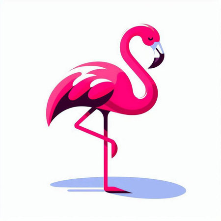 Pink flamingo vector illustration isolated on white background. Flamingo iconのイラスト素材