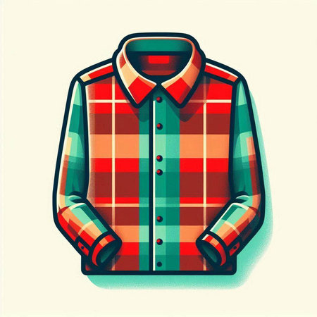 Vector illustration of a checkered shirt in retro style on light backgroundのイラスト素材