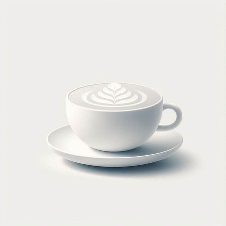 Cup of cappuccino with latte art on white backgroundのイラスト素材